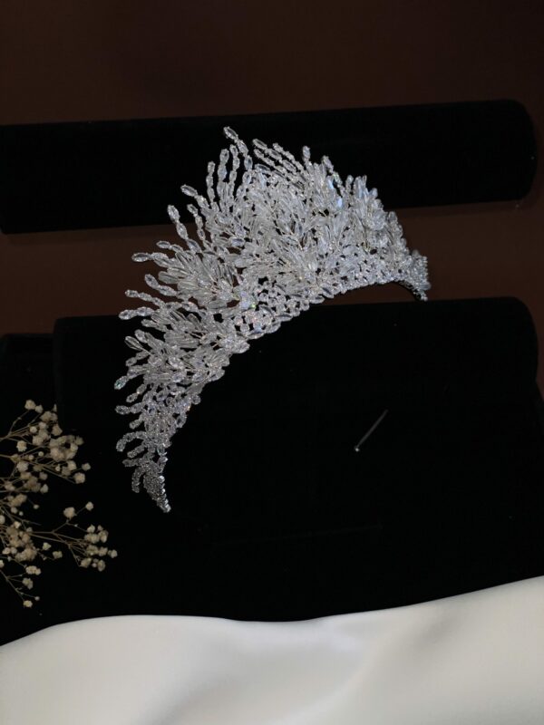 Crystal Tiara with Beads and Full Zircon