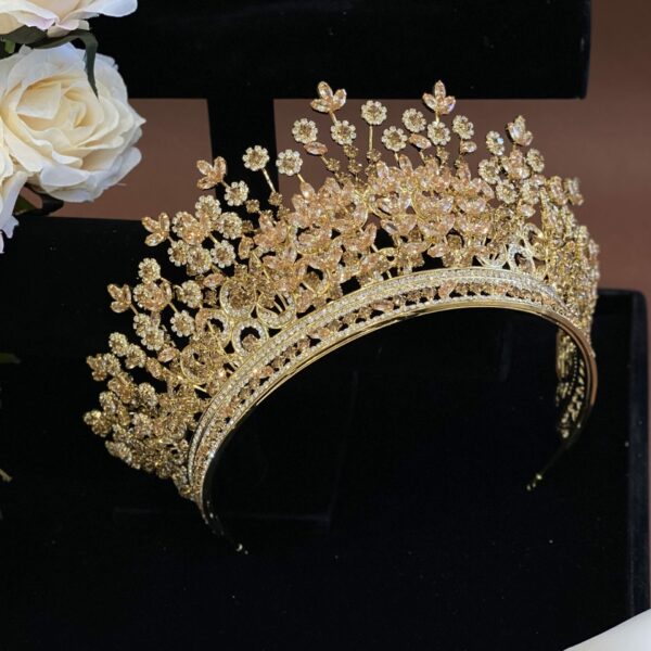 Gold Tiara with Zircon Stone