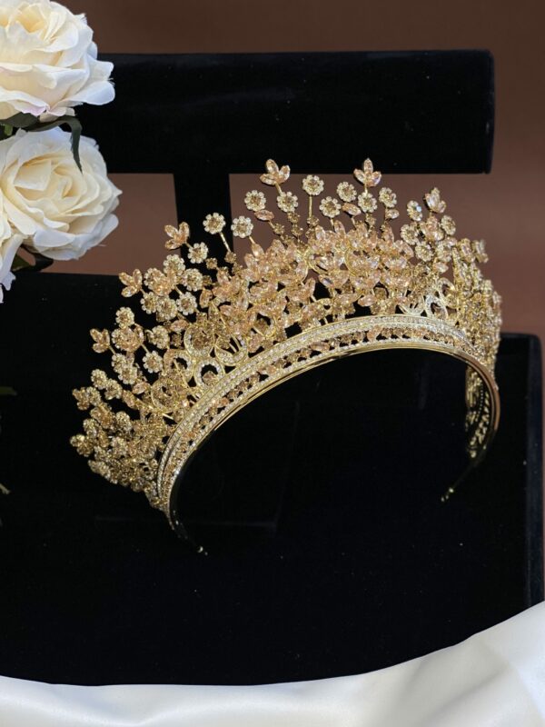 Gold Tiara with Zircon Stone